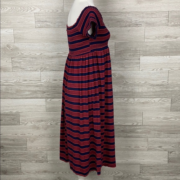 NWT Isabel Maternity Short Sleeve Strip Maxi Dress - Picture 4 of 8